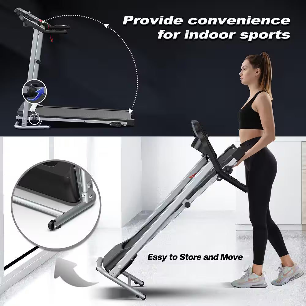 2.5 HP Steel Folding Electric Treadmill Running Machine with LCD Display and Phone/Cup Holder for Home Gym