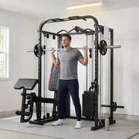 Home Gym Smith Machine with 138LB Weight Stack, Leg Press & LAT Station for Full Body Workouts — Lifestyle