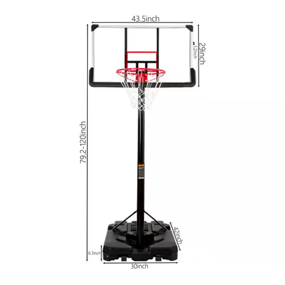 6.6 Ft. to 10 Ft. H Youth System Hoop Adjustment Portable Basketball Hoop Basketball System with Wheels