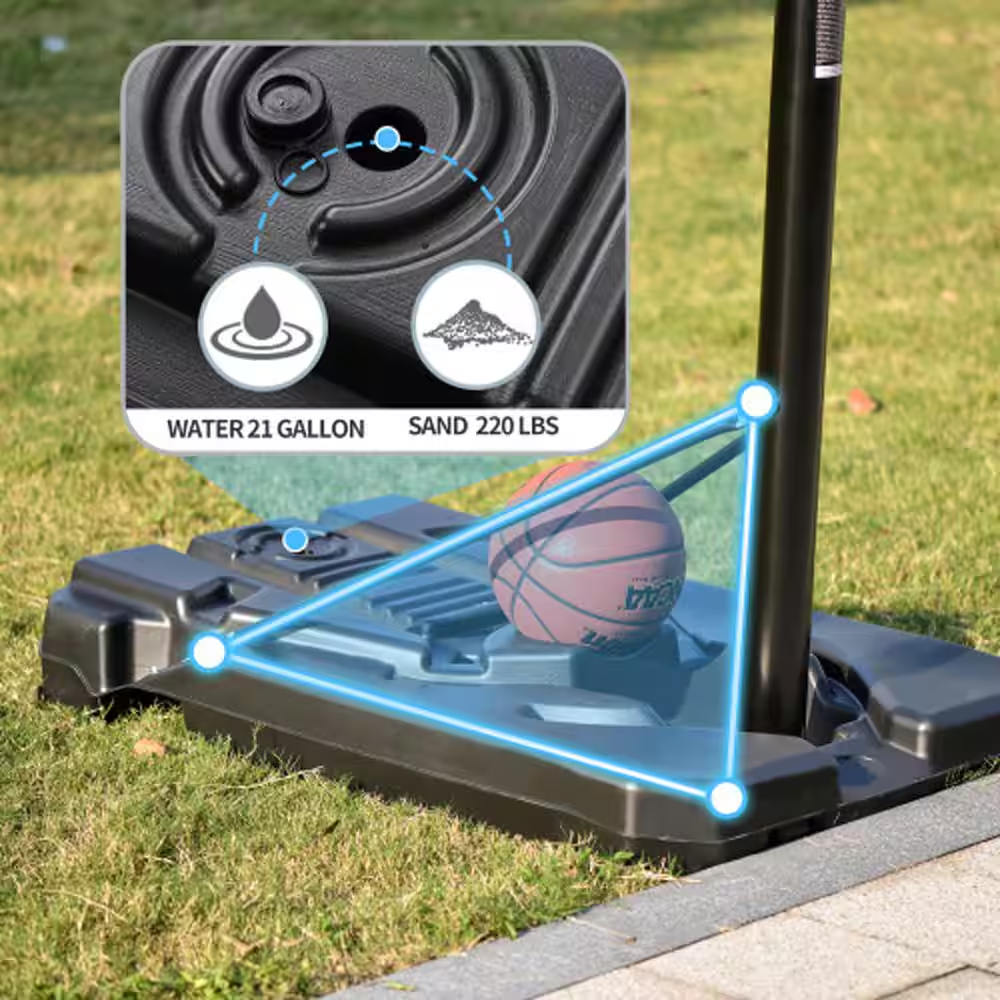 6.6 Ft. to 10 Ft. H Youth System Hoop Adjustment Portable Basketball Hoop Basketball System with Wheels
