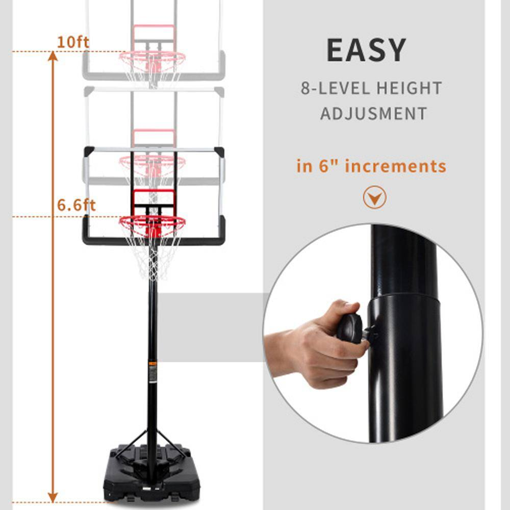 6.6 Ft. to 10 Ft. H Youth System Hoop Adjustment Portable Basketball Hoop Basketball System with Wheels