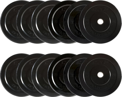 CAP 2-Inch Olympic Bumper Plate Weight Set | 100-370 Lbs | Multiple Colors | Storage Rack Optional