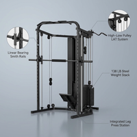 Home Gym Smith Machine with 138LB Weight Stack, Leg Press & LAT Station for Full Body Workouts — infographic