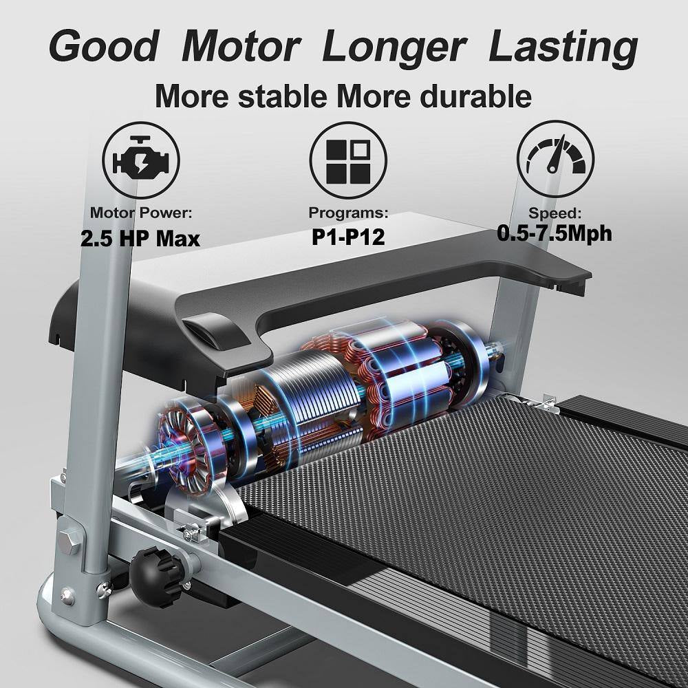 2.5 HP Steel Folding Electric Treadmill Running Machine with LCD Display and Phone/Cup Holder for Home Gym
