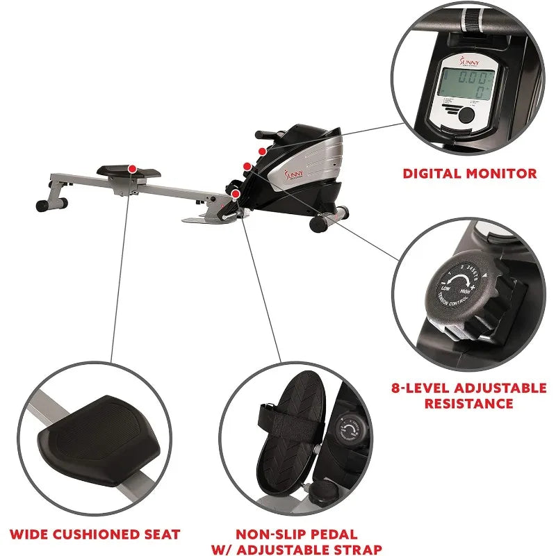 Sunny Health & Fitness Rowing Machine with Optional Magnetic Rower or Air Rower Exclusive SunnyFit App