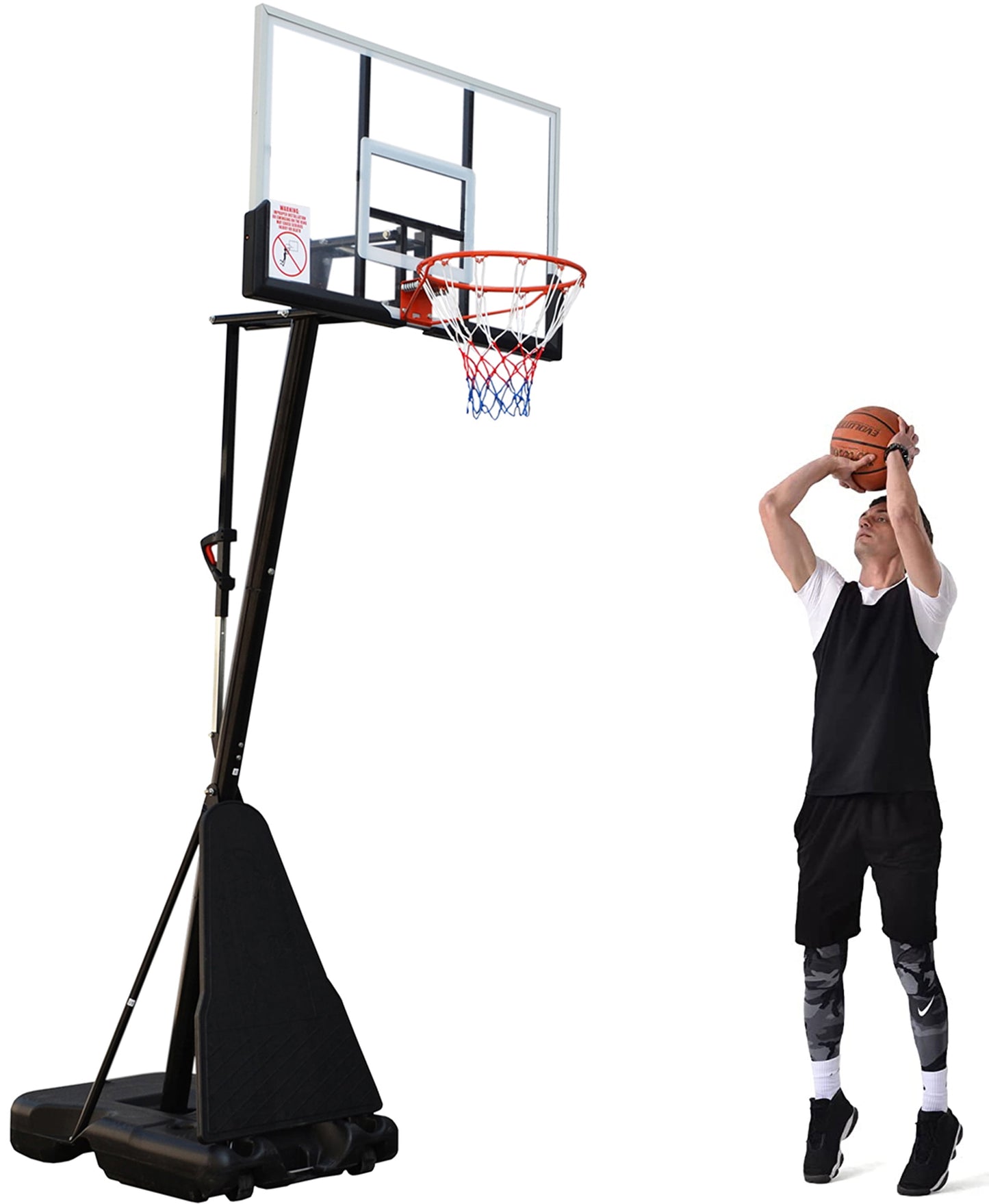 54 In. Portable Basketball Hoop System, 7.5 - 10 Ft. Height Adjustable