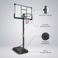6.6 Ft. to 10 Ft. Adjustable Height Portable Basketball Hoop Goal Basketball System Basketball Equipment with Wheels — infographic