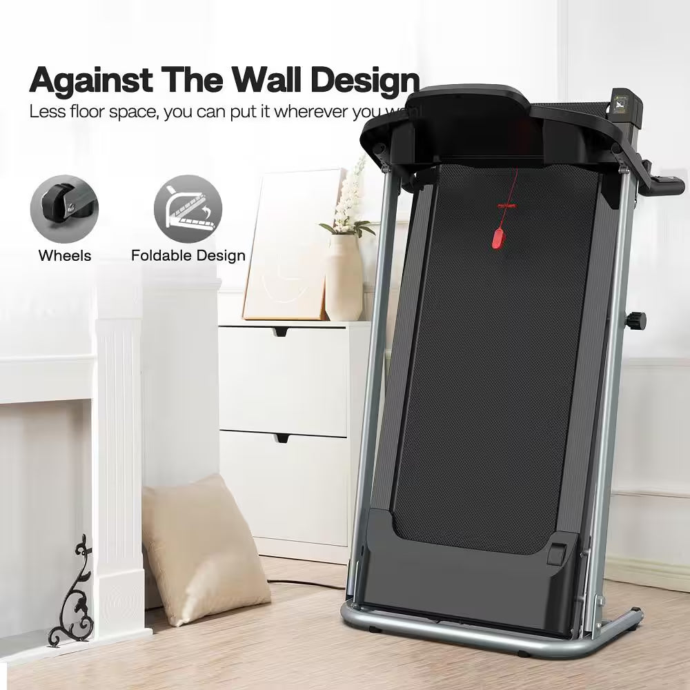 2.5 HP Steel Folding Electric Treadmill Running Machine with LCD Display and Phone/Cup Holder for Home Gym