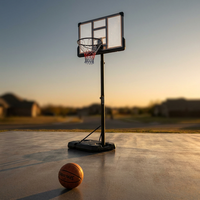 6.6 Ft. to 10 Ft. Adjustable Height Portable Basketball Hoop Goal Basketball System Basketball Equipment with Wheels — Studio Shot
