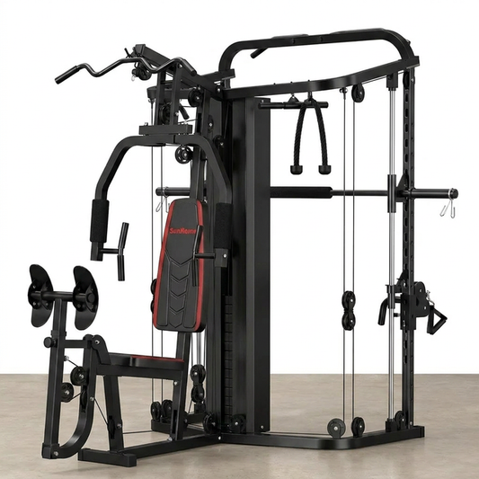 Home Gym Smith Machine with 138LB Weight Stack, Leg Press & LAT Station for Full Body Workouts — Studio Shot
