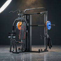 Home Gym Smith Machine with 138LB Weight Stack, Leg Press & LAT Station for Full Body Workouts — Studio Shot