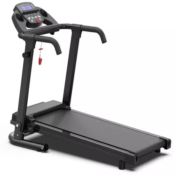 2.5 HP Black Metal Foldable Electric Treadmill with Safety Key, LED Display, APP Control and Inclines