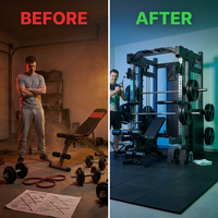 Home Gym Smith Machine Cable Crossover Weightlifting Sports Training — Before & After