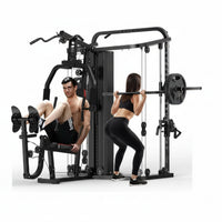 Multi-Station Smith Machine Built for Full-Body Training, 138LB Weight Stack, Leg Press, LAT Station