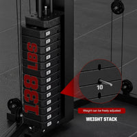 Multi-Station Smith Machine Built for Full-Body Training, 138LB Weight Stack, Leg Press, LAT Station